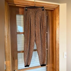 Tan and Black Dot Printed Dress Pants, Size S